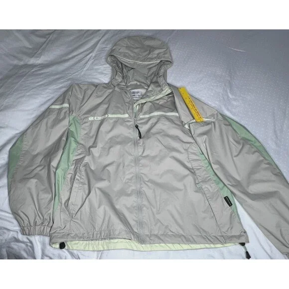 Columbia Womens Rain Coat W/Adjustable Hood Size XL Short Beige/Green - Picture 10 of 14